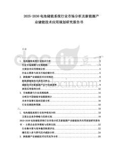 2025-2030電池儲能系統行業市場分析及新能源產業儲能技術應用規劃研究報告書
