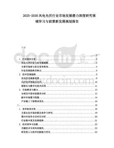 2025-2030風(fēng)電光伏行業(yè)市場(chǎng)發(fā)展?jié)摿ι疃妊芯款I(lǐng)域?qū)W習(xí)與前景新發(fā)展規(guī)劃報(bào)告