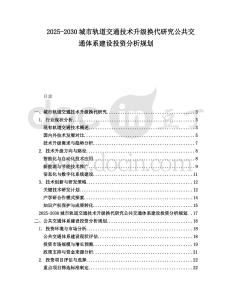 2025-2030城市軌道交通技術升級換代研究公共交通體系建設投資分析規劃