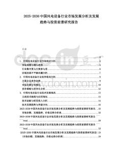 2025-2030中國風電設備行業市場發展分析及發展趨勢與投資前景研究報告