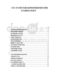 2025-2030城市交通應急管理系統建設現狀及智能化升級路徑分析報告