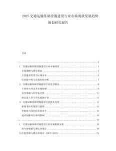 2025交通運輸基礎設施建設行業市場現狀發展趨勢規劃研究報告