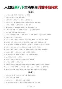 2026年人教版八年級英語下冊詞性轉(zhuǎn)換背誦默寫（默寫版）