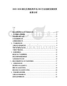 2025-2030湖北生物醫藥外包CRO行業創新發展投資前景分析