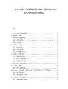 2025-2030中國虛擬現實技術演進分析及商業化路徑與市場前景研究報告