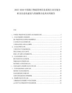 2025-2030中国港口物流管理信息系统行业市场分析及信息化建设与资源整合技术应用报告