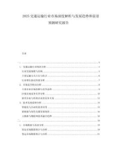 2025交通運輸行業(yè)市場深度解析與發(fā)展趨勢和前景預測研究報告