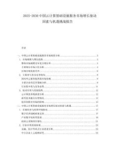 2025-2030中国云计算基础设施服务市场增长驱动因素与机遇挑战报告