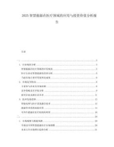 2025智慧能源在醫療領域的應用與投資價值分析報告