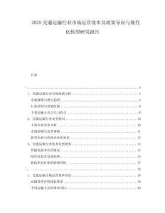 2025交通運(yùn)輸行業(yè)市場(chǎng)運(yùn)營(yíng)效率及政策導(dǎo)向與現(xiàn)代化轉(zhuǎn)型研究報(bào)告