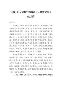在區(qū)全區(qū)提容增效項目工作推進會上的講話