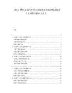 2025-2030高端汽車行業市場現狀供需分析及投資前景規劃評估研究報告