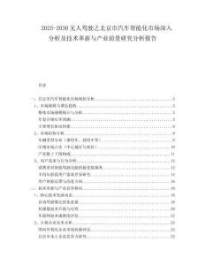 2025-2030無人駕駛之北京市汽車智能化市場深入分析及技術革新與產業前景研究分析報告