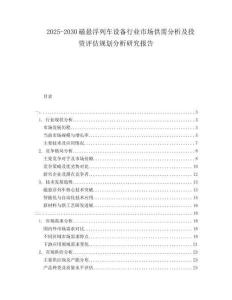 2025-2030磁懸浮列車設備行業市場供需分析及投資評估規劃分析研究報告