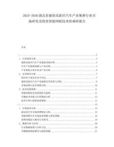 2025-2030湖北省襄陽高新區汽車產業集群行業市場研究及投資智能網聯技術的調研報告