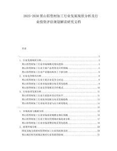 2025-2030黑山鋁型材加工行業發展現狀分析及行業投資評估規劃解讀研究文檔