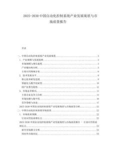 2025-2030中國自動化控制系統(tǒng)產(chǎn)業(yè)發(fā)展現(xiàn)狀與市場前景報(bào)告