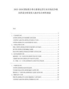 2025-2030国际联合拳击赛事运营行业市场竞争格局供需分析投资入股评估合理性规划