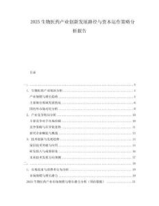 2025生物医药产业创新发展路径与资本运作策略分析报告