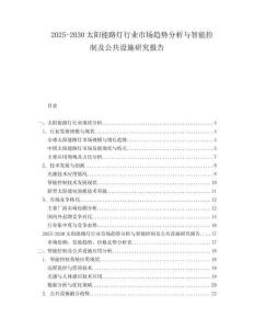 2025-2030太陽能路燈行業(yè)市場趨勢分析與智能控制及公共設施研究報告