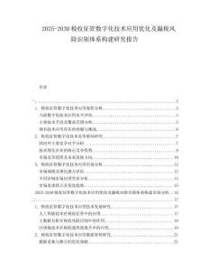 2025-2030稅收征管數字化技術應用優化及漏稅風險識別體系構建研究報告