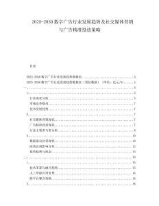 2025-2030數(shù)字廣告行業(yè)發(fā)展趨勢(shì)及社交媒體營(yíng)銷(xiāo)與廣告精準(zhǔn)投放策略