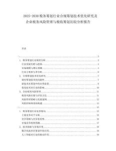 2025-2030稅務(wù)籌劃行業(yè)合規(guī)籌劃技術(shù)優(yōu)化研究及企業(yè)稅務(wù)風(fēng)險(xiǎn)管理與稅收籌劃比較分析報(bào)告
