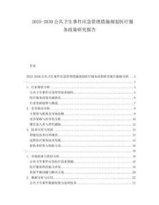 2025-2030公共衛(wèi)生事件應(yīng)急管理措施規(guī)劃醫(yī)療服務(wù)政策研究報告