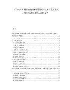 2025-2030梗直拉伯高科技園區(qū)產(chǎn)業(yè)集群發(fā)展模式研究及知識經(jīng)濟(jì)導(dǎo)入策略報告