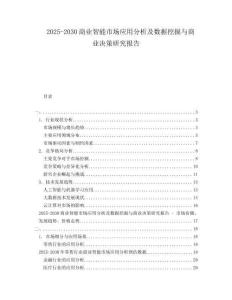 2025-2030商業(yè)智能市場應(yīng)用分析及數(shù)據(jù)挖掘與商業(yè)決策研究報告
