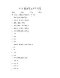 2025稅務籌劃師專項卷