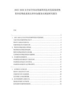 2025-2030太空站空間站資源利用技術(shù)發(fā)展現(xiàn)狀物資補(bǔ)給物流系統(tǒng)完善補(bǔ)加服務(wù)站規(guī)劃研究報(bào)告