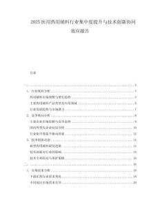 2025醫(yī)用藥用輔料行業(yè)集中度提升與技術創(chuàng)新協(xié)同效應報告