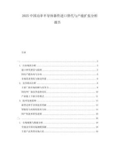 2025中國功率半導體器件進口替代與產能擴張分析報告