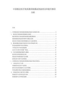 中國基層醫(yī)療機構(gòu)基因檢測試劑盒普及率提升路徑分析