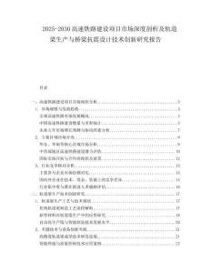 2025-2030高速鐵路建設(shè)項(xiàng)目市場(chǎng)深度剖析及軌道梁生產(chǎn)與橋梁抗震設(shè)計(jì)技術(shù)創(chuàng)新研究報(bào)告