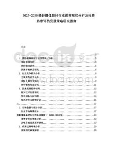 2025-2030攝影攝像器材行業(yè)供需現(xiàn)狀分析及投資熱帶評估發(fā)展策略研究指南