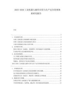 2025-2030工業機器人操作應用與生產安全管理體系研究報告