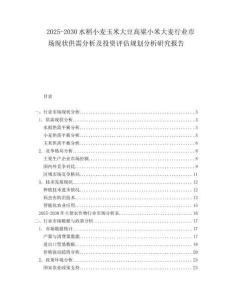 2025-2030水稻小麥玉米大豆高粱小米大麥行業(yè)市場(chǎng)現(xiàn)狀供需分析及投資評(píng)估規(guī)劃分析研究報(bào)告
