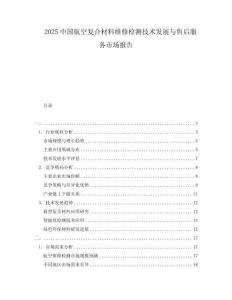 2025中國(guó)航空復(fù)合材料維修檢測(cè)技術(shù)發(fā)展與售后服務(wù)市場(chǎng)報(bào)告