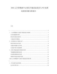 2025云計(jì)算數(shù)據(jù)中心綠色節(jié)能改造需求與PUE標(biāo)準(zhǔn)及投資回報(bào)分析報(bào)告