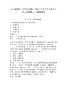 2025新疆生產建設兵團第一師阿拉爾市公安局警務輔助人員招聘81人模擬試卷及1套參考答案詳解