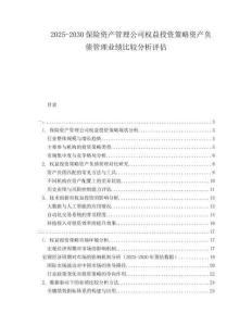2025-2030保險(xiǎn)資產(chǎn)管理公司權(quán)益投資策略資產(chǎn)負(fù)債管理業(yè)績比較分析評(píng)估