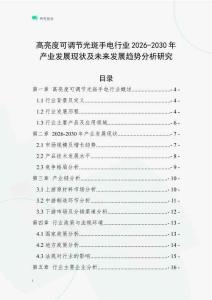 高亮度可调节光斑手电行业2026-2030年产业发展现状及未来发展趋势分析研究