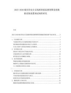 2025-2030城市供電分支線路智能監(jiān)測預警系統(tǒng)數(shù)據(jù)采集裝置調(diào)試規(guī)程研究