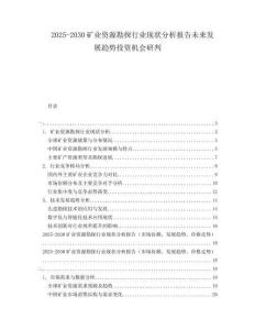 2025-2030礦業(yè)資源勘探行業(yè)現(xiàn)狀分析報(bào)告未來(lái)發(fā)展趨勢(shì)投資機(jī)會(huì)研判