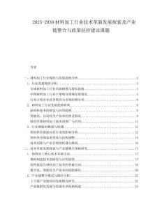 2025-2030材料加工行業(yè)技術(shù)革新發(fā)展探索及產(chǎn)業(yè)鏈整合與政策扶持建議課題