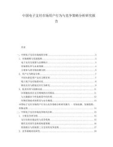 中國電子支付市場用戶行為與競爭策略分析研究報告