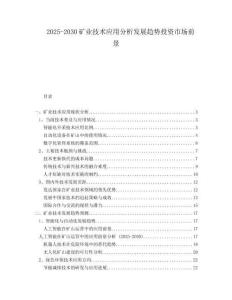 2025-2030礦業(yè)技術應用分析發(fā)展趨勢投資市場前景