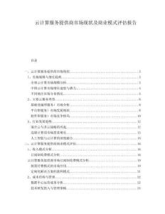 云計算服務(wù)提供商市場現(xiàn)狀及商業(yè)模式評估報告